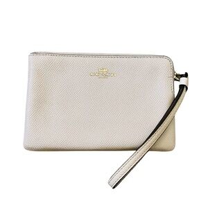 Coach Gold and Cream Leather Wristlet Clutch